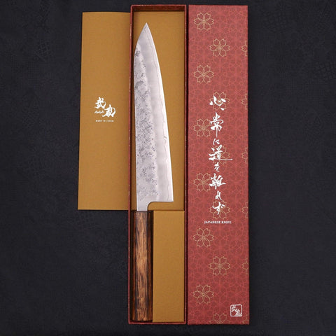 Gyuto Silver Steel #3 Nashiji Sumi Urushi Handle 240mm-[Musashi]-[Japanese-Kitchen-Knives]