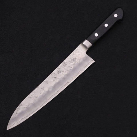 Gyuto Silver Steel #3 Nashiji Western Black Handle 210mm (8.3”)-[Musashi]-[Japanese-Kitchen-Knives]