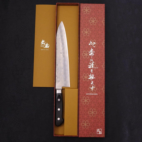 Gyuto Silver Steel #3 Nashiji Western Black Handle 210mm (8.3”)-[Musashi]-[Japanese-Kitchen-Knives]