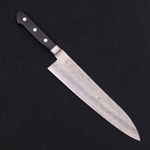 Gyuto Silver Steel #3 Nashiji Western Black Handle 210mm (8.3”)-[Musashi]-[Japanese-Kitchen-Knives]