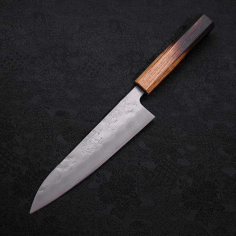 Gyuto Silver Steel #3 Nashiji Yaki Urushi Handle 180mm-[Musashi]-[Japanese-Kitchen-Knives]