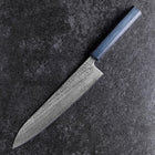 Gyuto Silver Steel #3 Nawame Damascus Dark Blue Urushi Handle 240mm (9.4”)-[Musashi]-[Japanese-Kitchen-Knives]