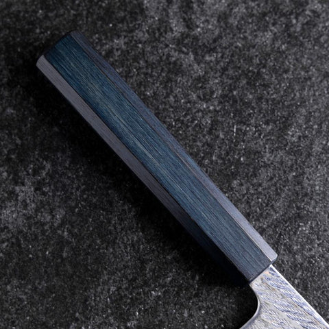 Gyuto Silver Steel #3 Nawame Damascus Dark Blue Urushi Handle 240mm (9.4”)-[Musashi]-[Japanese-Kitchen-Knives]