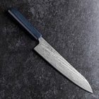 Gyuto Silver Steel #3 Nawame Damascus Dark Blue Urushi Handle 240mm (9.4”)-[Musashi]-[Japanese-Kitchen-Knives]