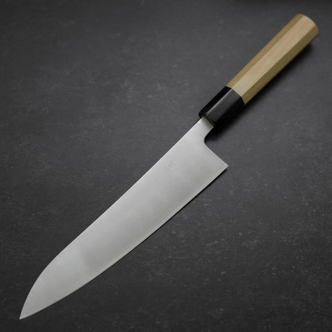 Gyuto Silver Steel #3 Polished Buffalo Magnolia Handle 210mm-[Musashi]-[Japanese-Kitchen-Knives]