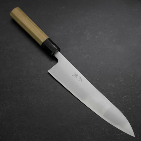 Gyuto Silver Steel #3 Polished Buffalo Magnolia Handle 210mm-[Musashi]-[Japanese-Kitchen-Knives]