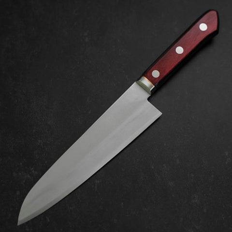 Gyuto Stainless Clad Blue Super Polished Western Black Red Handle 180mm (7”)-[Musashi]-[Japanese-Kitchen-Knives]