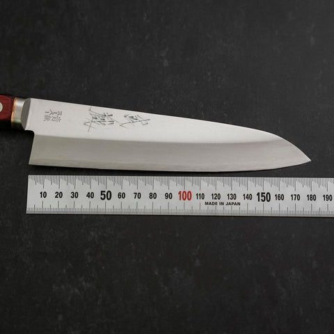 Gyuto Stainless Clad Blue Super Polished Western Black Red Handle 180mm (7”)-[Musashi]-[Japanese-Kitchen-Knives]