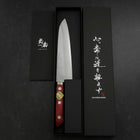 Gyuto Stainless Clad Blue Super Polished Western Black Red Handle 180mm (7”)-[Musashi]-[Japanese-Kitchen-Knives]
