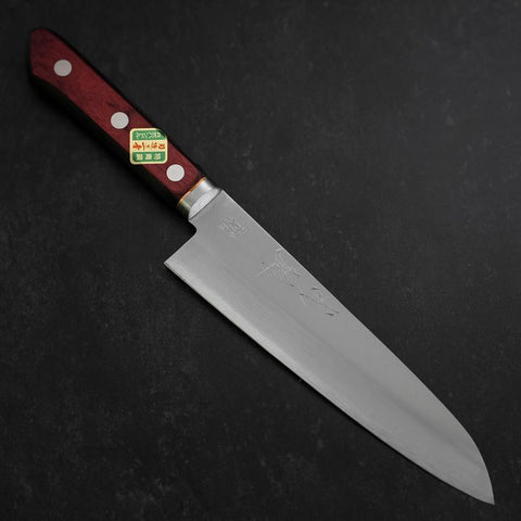 Gyuto Stainless Clad Blue Super Polished Western Black Red Handle 180mm (7”)-[Musashi]-[Japanese-Kitchen-Knives]