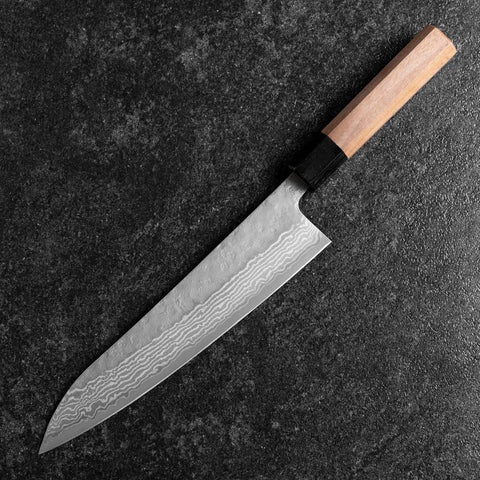 Gyuto Sweden Stainless Steel Nashiji Washi Damascus Black Walnut Handle 210mm (8.3”)-[Musashi]-[Japanese-Kitchen-Knives]