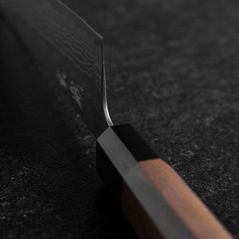 Gyuto Sweden Stainless Steel Nashiji Washi Damascus Black Walnut Handle 210mm (8.3”)-[Musashi]-[Japanese-Kitchen-Knives]