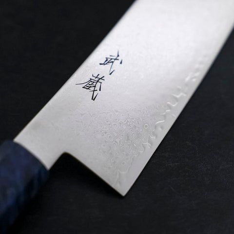 Gyuto VG-10 Damascus Blue Birch Handle 210mm-[Musashi]-[Japanese-Kitchen-Knives]