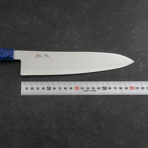 Gyuto VG-10 Damascus Blue Birch Handle 210mm-[Musashi]-[Japanese-Kitchen-Knives]