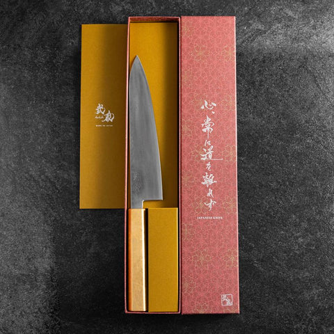 Gyuto VG-10 Damascus Gold Leaf Handle 210mm (8.3”)-[Musashi]-[Japanese-Kitchen-Knives]