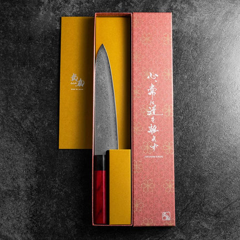 Gyuto VG-10 Damascus Pakka Handle 210mm (8.3”)-[Musashi]-[Japanese-Kitchen-Knives]