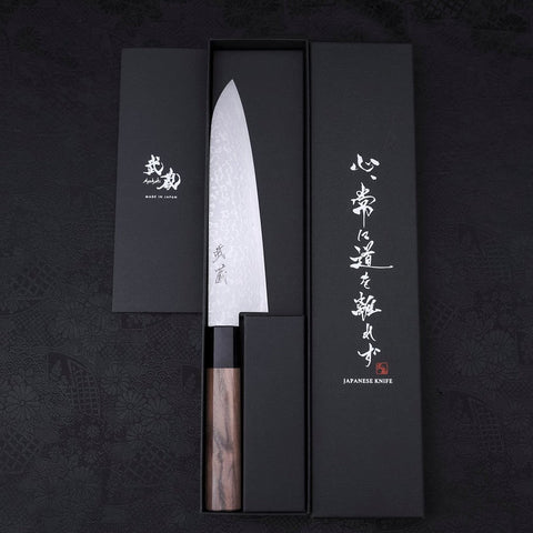 Gyuto VG-10 Damascus Walnut Handle 180mm (7”)-[Musashi]-[Japanese-Kitchen-Knives]