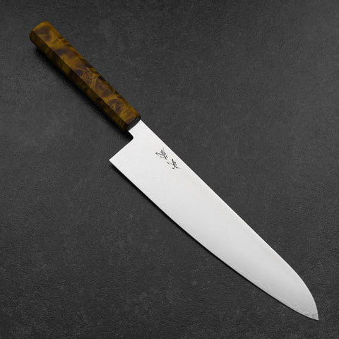 Gyuto VG-10 Damascus Yellow-Brown Birch Handle 240mm-[Musashi]-[Japanese-Kitchen-Knives]