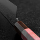 Gyuto VG-10 Mirror Tsuchime Damascus Dark Pink Buffalo Maple Handle 210mm-[Musashi]-[Japanese-Kitchen-Knives]