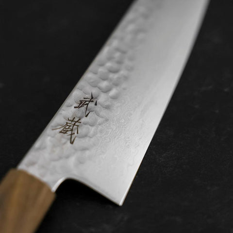 Gyuto VG-10 Tsuchime Damascus Ashwood Handle 210mm-[Musashi]-[Japanese-Kitchen-Knives]