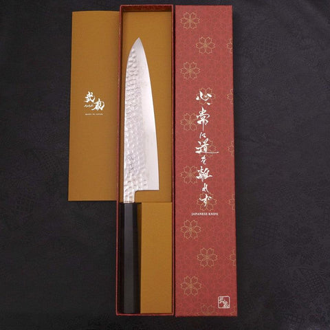 Gyuto VG-10 Tsuchime Damascus Buffalo Ebony Handle 210mm-[Musashi]-[Japanese-Kitchen-Knives]