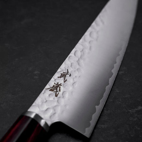 Gyuto VG-10 Tsuchime Oval Red Handle 180mm-[Musashi]-[Japanese-Kitchen-Knives]