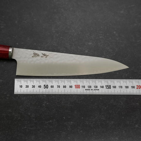 Gyuto VG-10 Tsuchime Western Red Handle 185mm-[Musashi]-[Japanese-Kitchen-Knives]