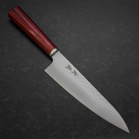 Gyuto VG-10 Tsuchime Western Red Handle 185mm-[Musashi]-[Japanese-Kitchen-Knives]