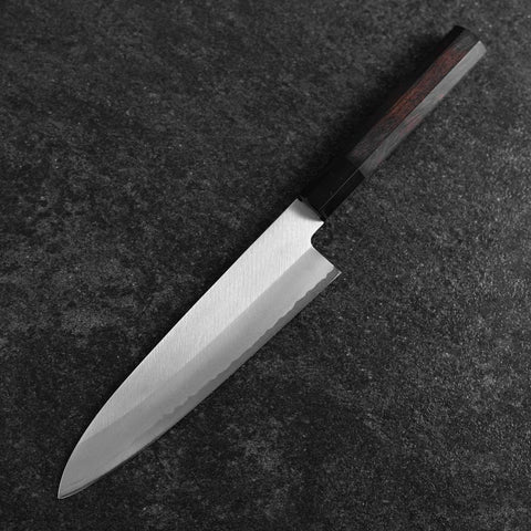 Gyuto White Steel #2 Chokin Kasumi Pagoda Sakura Buffalo Ebony Handle 210mm-[Musashi]-[Japanese-Kitchen-Knives]