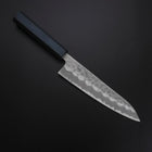 Gyuto White Steel #2 Tsuchime Dark Blue Urushi Handle 180mm (7”)-[Musashi]-[Japanese-Kitchen-Knives]