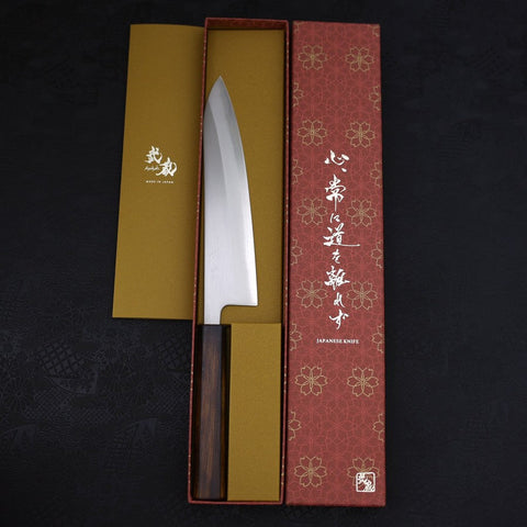 Gyuto White Steel #1 Polished Sumi Urushi Handle 210mm-[Musashi]-[Japanese-Kitchen-Knives]