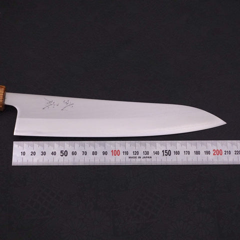 Gyuto White Steel #1 Polished Yaki Urushi Handle 210mm-[Musashi]-[Japanese-Kitchen-Knives]