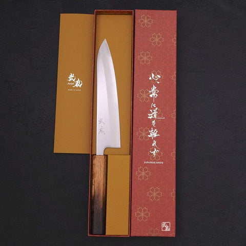 Gyuto White Steel #1 Polished Yaki Urushi Handle 210mm-[Musashi]-[Japanese-Kitchen-Knives]