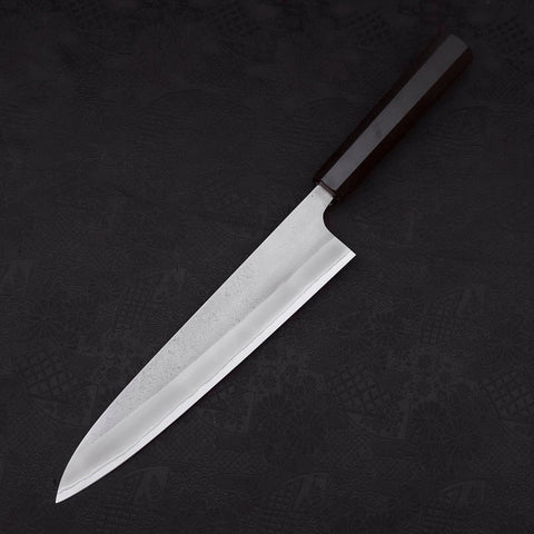 Gyuto White Steel #2 Nashiji Ebony Handle 240mm-[Musashi]-[Japanese-Kitchen-Knives]