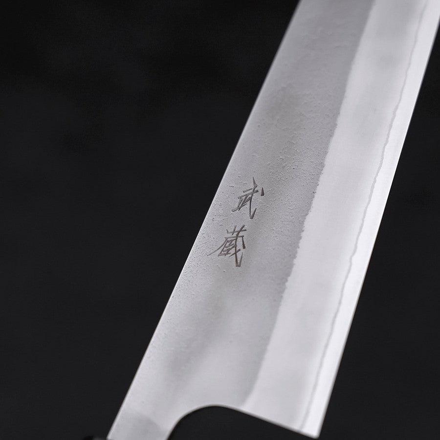 Gyuto White Steel #2 Nashiji Ebony Handle 240mm-[Musashi]-[Japanese-Kitchen-Knives]