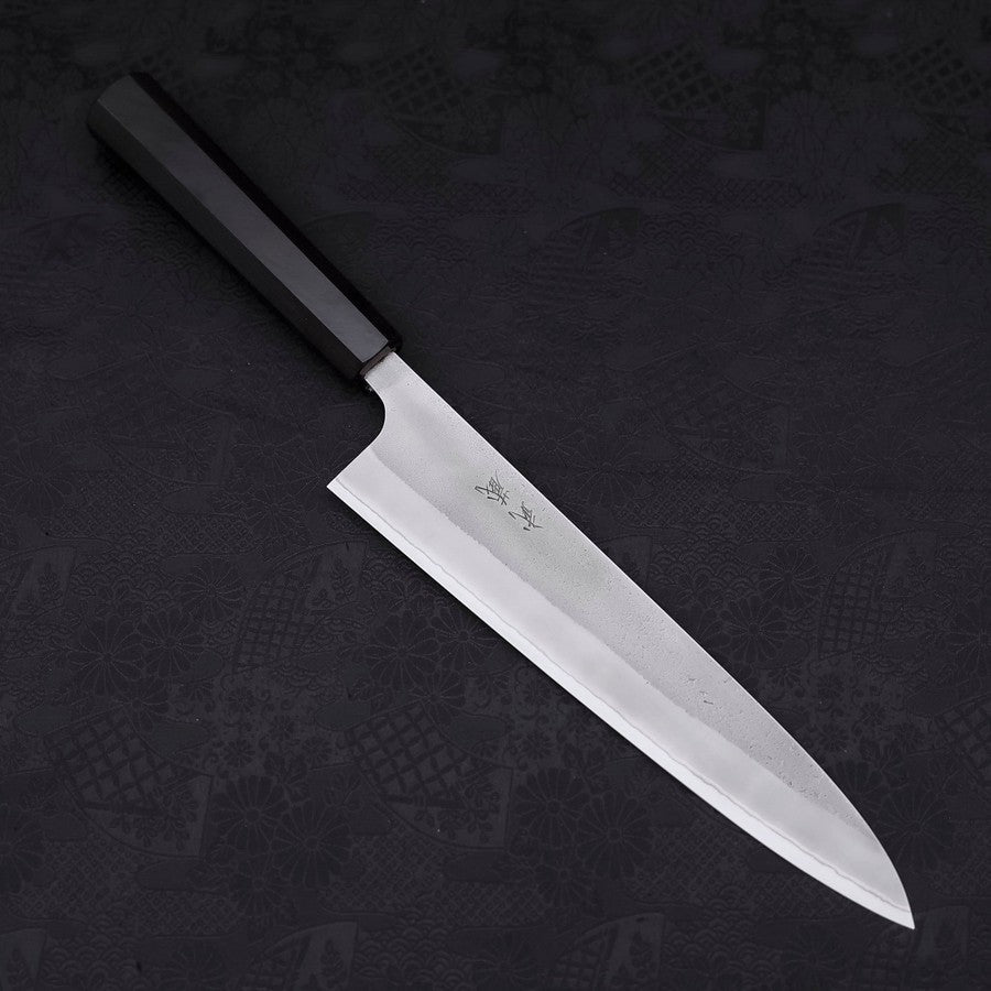 Gyuto White Steel #2 Nashiji Ebony Handle 240mm-[Musashi]-[Japanese-Kitchen-Knives]