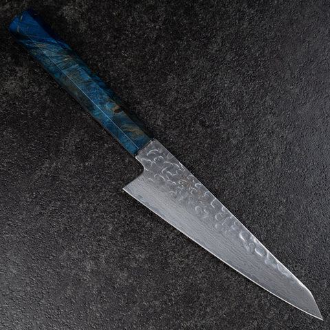 Honesuki VG-10 Tsuchime Damascus Blue Birch Handle 150mm (5.9”)-[Musashi]-[Japanese-Kitchen-Knives]