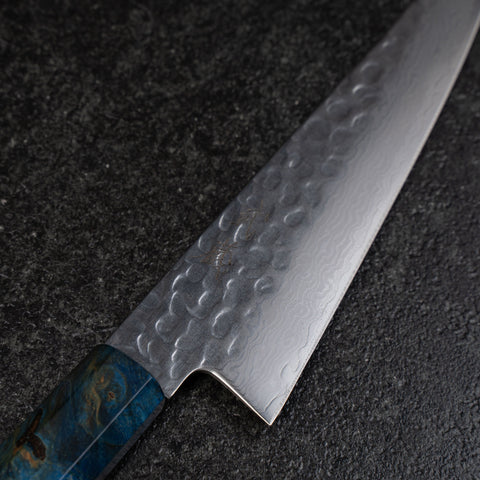 Honesuki VG-10 Tsuchime Damascus Blue Birch Handle 150mm (5.9”)-[Musashi]-[Japanese-Kitchen-Knives]