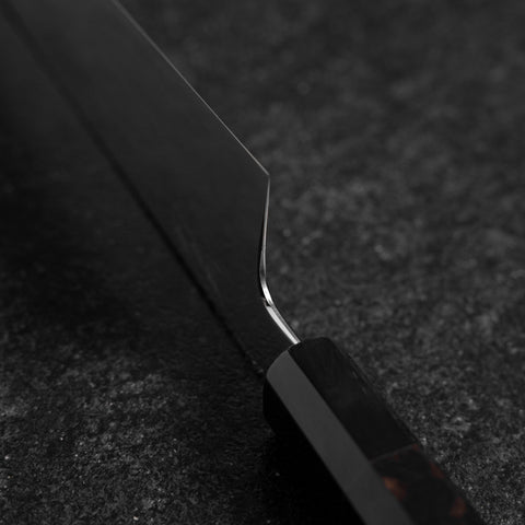 Gyuto White Steel #1 Specchio Luna Fuji Acqua Honyaki Manico Bufalo Ebano 240mm