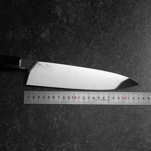 Gyuto White Steel #1 Specchio Luna Fuji Acqua Honyaki Manico Bufalo Ebano 240mm