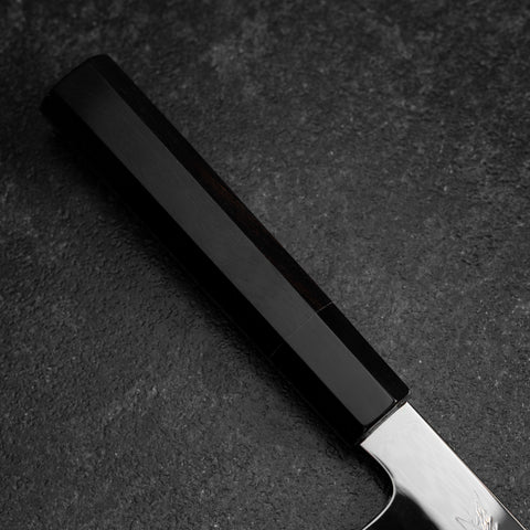 Gyuto White Steel #1 Specchio Luna Fuji Acqua Honyaki Manico Bufalo Ebano 240mm