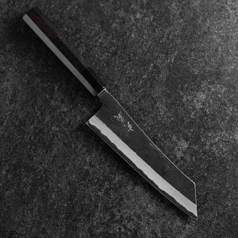 Hakata Blue Steel #2 Kurouchi Buffalo Ebony Handle 180mm (7”)-[Musashi]-[Japanese-Kitchen-Knives]