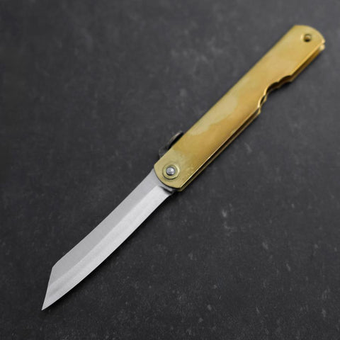 Higonokami Aogami 90mm Brass-[Musashi]-[Japanese-Kitchen-Knives]