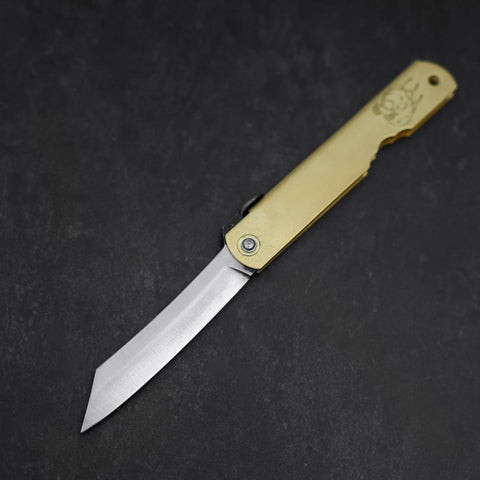 Higonokami Aogami Eto Hitsuji 80mm Brass-[Musashi]-[Japanese-Kitchen-Knives]