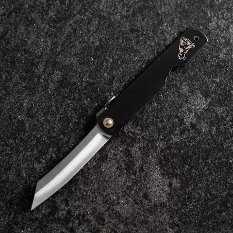 Higonokami Aogami Eto Inu 80mm Black-[Musashi]-[Japanese-Kitchen-Knives]