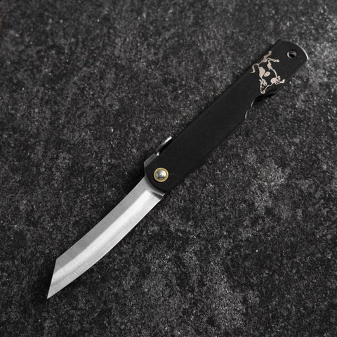 Higonokami Aogami Eto Ushi 80mm Black-[Musashi]-[Japanese-Kitchen-Knives]