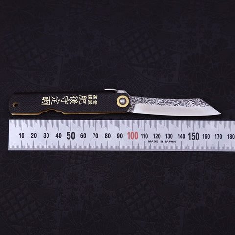 Higonokami VG-10 Tsuchime Black Leather 100mm-[Musashi]-[Japanese-Kitchen-Knives]