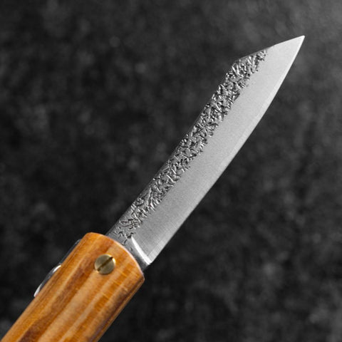 Higonokami VG-10 Tsuchime Yellow Natural Wood 100mm-[Musashi]-[Japanese-Kitchen-Knives]