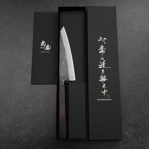 Honesuki Blue Steel #2 Kurouchi Ebony Handle 150mm-[Musashi]-[Japanese-Kitchen-Knives]