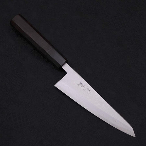 Honesuki Boning Knife Blue Steel #2 Damascus Buffalo Ebony Handle 150mm-[Musashi]-[Japanese-Kitchen-Knives]